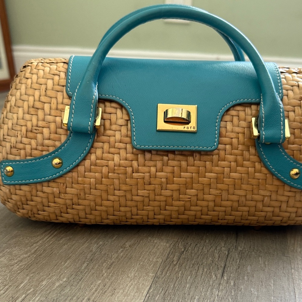 Rafe Tan and Teal Woven Satchel